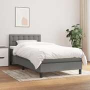 King Single Fabric Bed with Pocket Spring Mattress and Removable Topper Dark Grey