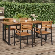 Rustic Charm: Solid Acacia Wood Garden Table with U-Shaped Legs