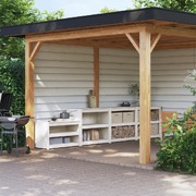 Outdoor Kitchen Cabinets White Solid Wood Pine-3 pcs