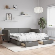 Daybed with Trundle and Drawers Dark Grey