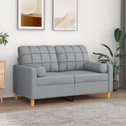 2-Seater Sofa with Throw Pillows Light Grey fabric