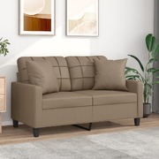2-Seater Sofa with Throw Pillows Cappuccino Faux Leather