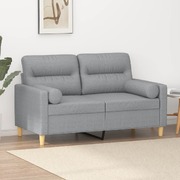 2-Seater Sofa with Throw Pillows Light Grey