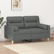 2 Seater Sofa with Throw Pillows Dark Grey Fabric