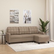 Cappuccino Faux Leather 3-Seater Sofa with Complementary Footstool