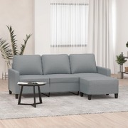 Light Grey Fabric 3-Seater Sofa Ensemble with Coordinating Footstool