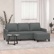 Dark Grey Fabric 3-Seater Sofa Set with Complementary Footstool