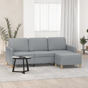 3 Seater Sofa with Footstool Light Grey