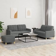 3 Piece Sofa Set with Cushions Dark Grey