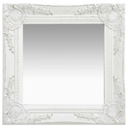 Wall Mirror Baroque Style 40x40 cm White