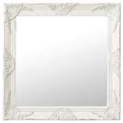 Wall Mirror Baroque Style 60x60 cm White