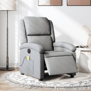 RelaxPro Electric Massage Recliner Chair in Light Grey Fabric