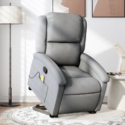 Stand-Up Massage Recliner Chair in Light Grey Fabric