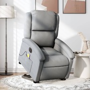 Electric Lift Stand-Up Massage Recliner Chair in Light Grey Fabric