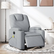Electric Massage Recliner Chair in Light Grey Fabric