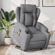 Light Grey Fabric Stand-Up Massage Recliner Chair