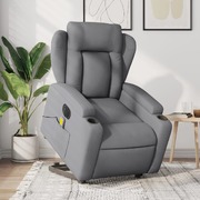 Light Grey Fabric Electric Stand-Up Massage Recliner Chair
