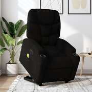 Electric Stand up Massage Recliner Chair Black Fabric