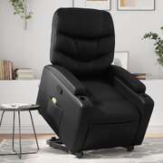 Black Faux Leather Stand-Up Massage Recliner Chair