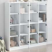 Contemporary White Engineered Wood Bookcase with Doors-Comfort and Style