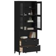 Stylish and Functional: Highboard VIKEN in Black Solid Wood Pine
