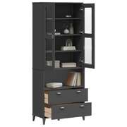 Highboard Sideboard Storage Cabinet Anthracite Grey Solid Wood Pine