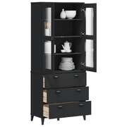 Highboard Sideboard Storage Cabinet Anthracite Black Solid Wood Pine