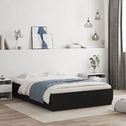 Bed Frame with Drawers-Black Engineered Wood  Double