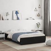 Bed Frame with Drawers-Black Engineered Wood