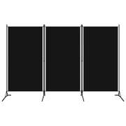 3-Panel Room Divider Black Fabric