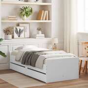 Bed Frame with Drawers-White Single