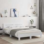 Bed Frame with Headboard White Engineered Wood Queen
