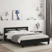 Bed Frame with Headboard Black Engineered Wood Queen