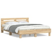 Bed Frame with Headboard Sonoma Oak Engineered Wood