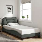 Bed Frame with Headboard Dark Grey Fabric Single