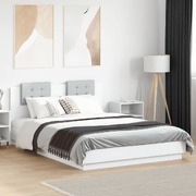 Bed Frame with Headboard White-Engineered Wood Queen 