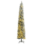 Slim Christmas Tree 300 LEDs , Ball Set , Flocked Snow 300 cm