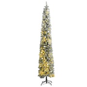 Slim Christmas Tree 300 LEDs, Ball Set, Flocked Snow 300 cm