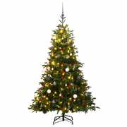 Artificial Hinged Christmas Tree with 300 LEDs , Ball Set 180 cm