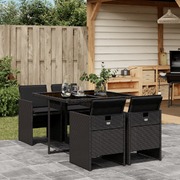 5 Piece Garden Dining Set with Cushions Poly Rattan
