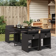 5-Piece Oasis Dining Set with Cushioned Comfort in Sleek Black Poly Rattan