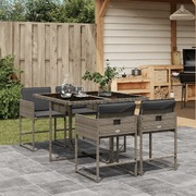Elegance 5-Pcs Garden Dining Set with Poly Rattan and Cushions