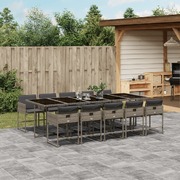 11 Piece Garden Dining Set with Cushions Grey