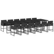 13 Pcs Garden Dining Set with Cushions Black Poly Rattan