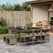 11 Piece Garden Dining Set with Cushions Grey Poly Rattan Comfort