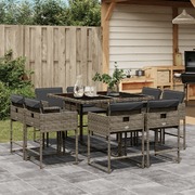 9-Piece Grey Dining Set with Plush Cushions