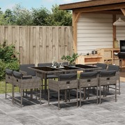 11-Piece Grey Poly Rattan Dining Set with Plush Cushions for Luxurious Garden