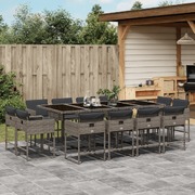 13 Piece Garden Dining Set with Cushions-Grey