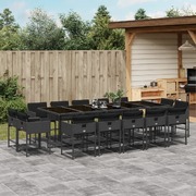 15 Piece Garden Dining Set with Cushions Black