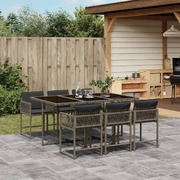 7 Piece Garden Dining Set with Cushions Grey